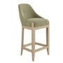 Set of 3 Sage Green Velvet Kitchen Stools with Solid Wood Legs - Madeline