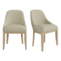 Set of 2 Beige Fabric Dining Chairs with Solid Wood Legs - Madeline