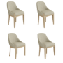 Set of 4 Beige Fabric Dining Chairs with Solid Wood Legs - Madeline