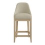 Set of 4 Beige Fabric Kitchen Stools with Solid Wood Legs - Madeline