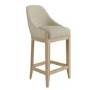 Set of 4 Beige Fabric Kitchen Stools with Solid Wood Legs - Madeline