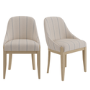 Set of 2 Cream Upholstered Blue Striped Dining Chairs with Solid Wood Legs - Madeline