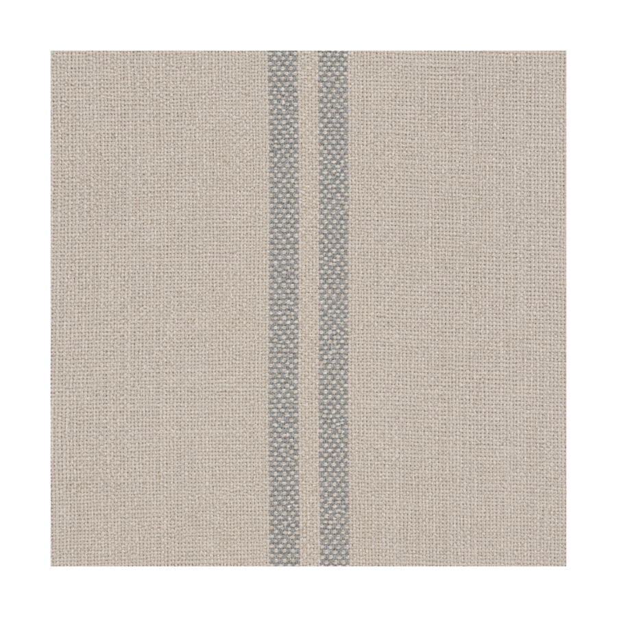 Set of 3 Beige and Blue Striped Upholstered Kitchen Stools with Solid Wood Legs - Madeline
