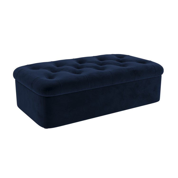 ALMOST PERFECT - Large Navy Velvet Bed Footstool - Myles