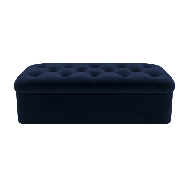 Single Footstool Sofa Bed with Mattress in Navy Velvet - Myles