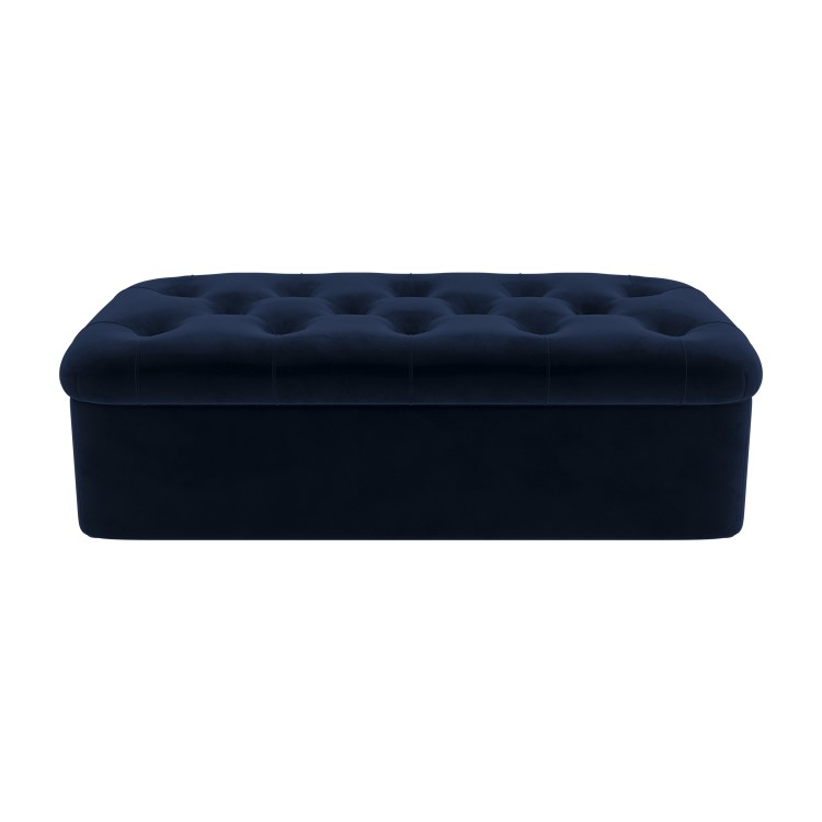 ALMOST PERFECT - Large Navy Velvet Bed Footstool - Myles