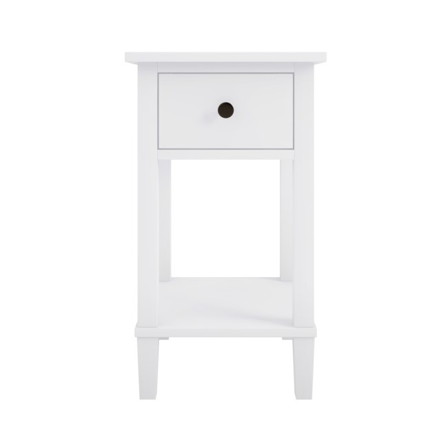 Kids White Wooden Bedside Table with Drawer and Shelf - Marlowe