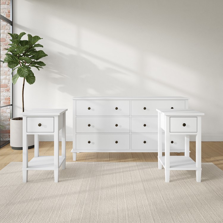 White 3 Piece Bedroom Furniture Set - Marlowe