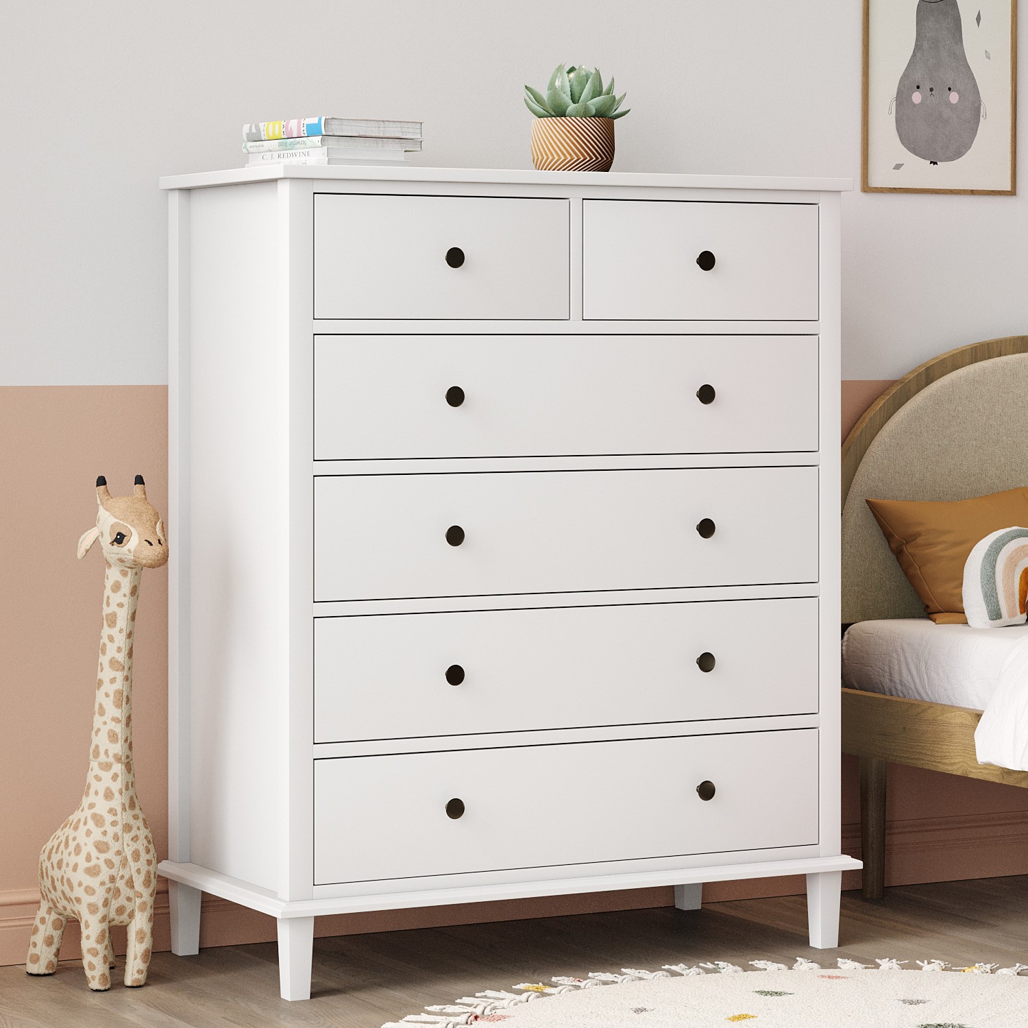 Photo of Kids white painted chest of 6 drawers - marlowe