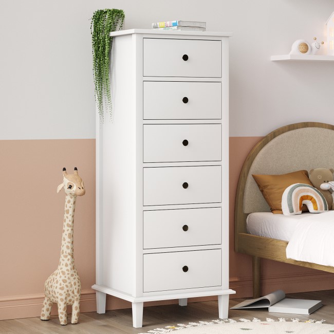 Kids Tall Chest of Drawers in White - Marlowe