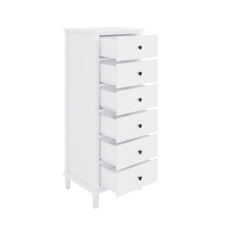 Kids Tall Chest of Drawers in White - Marlowe