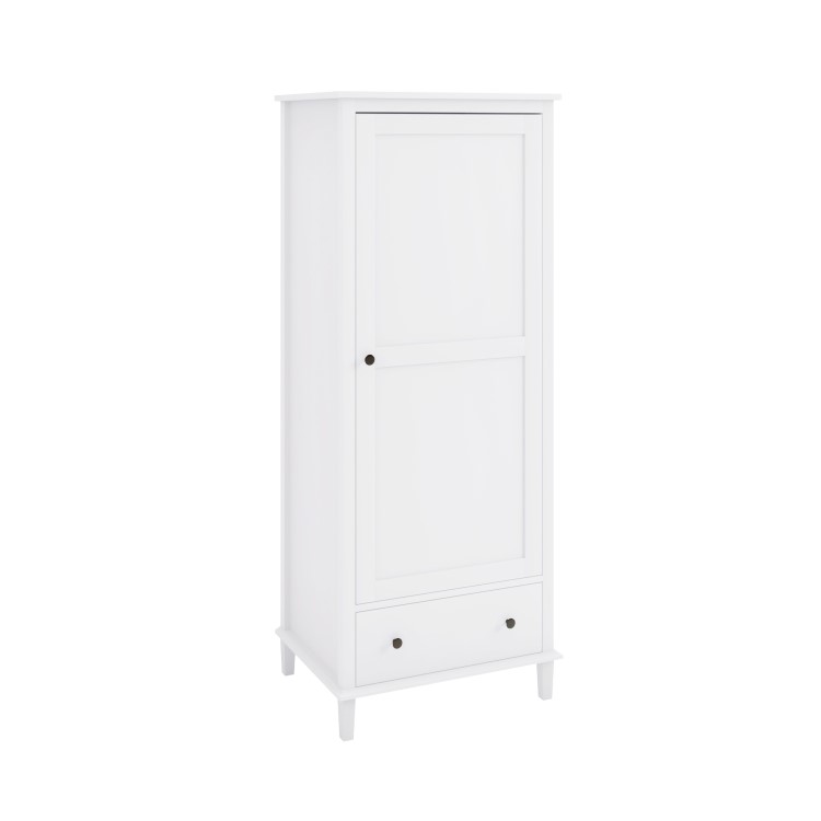 Kids White Single Wardrobe with Drawer - Marlowe