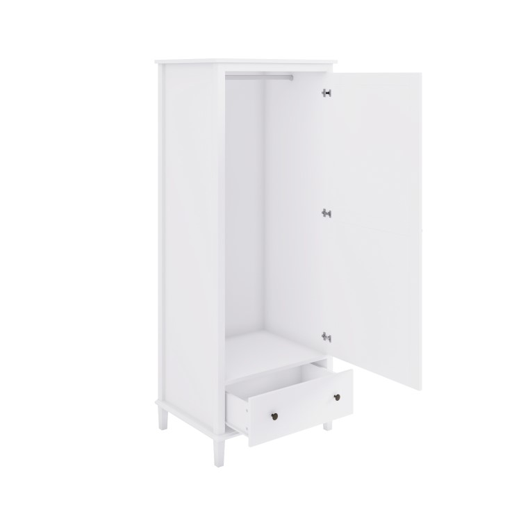 Kids White Single Wardrobe with Drawer - Marlowe