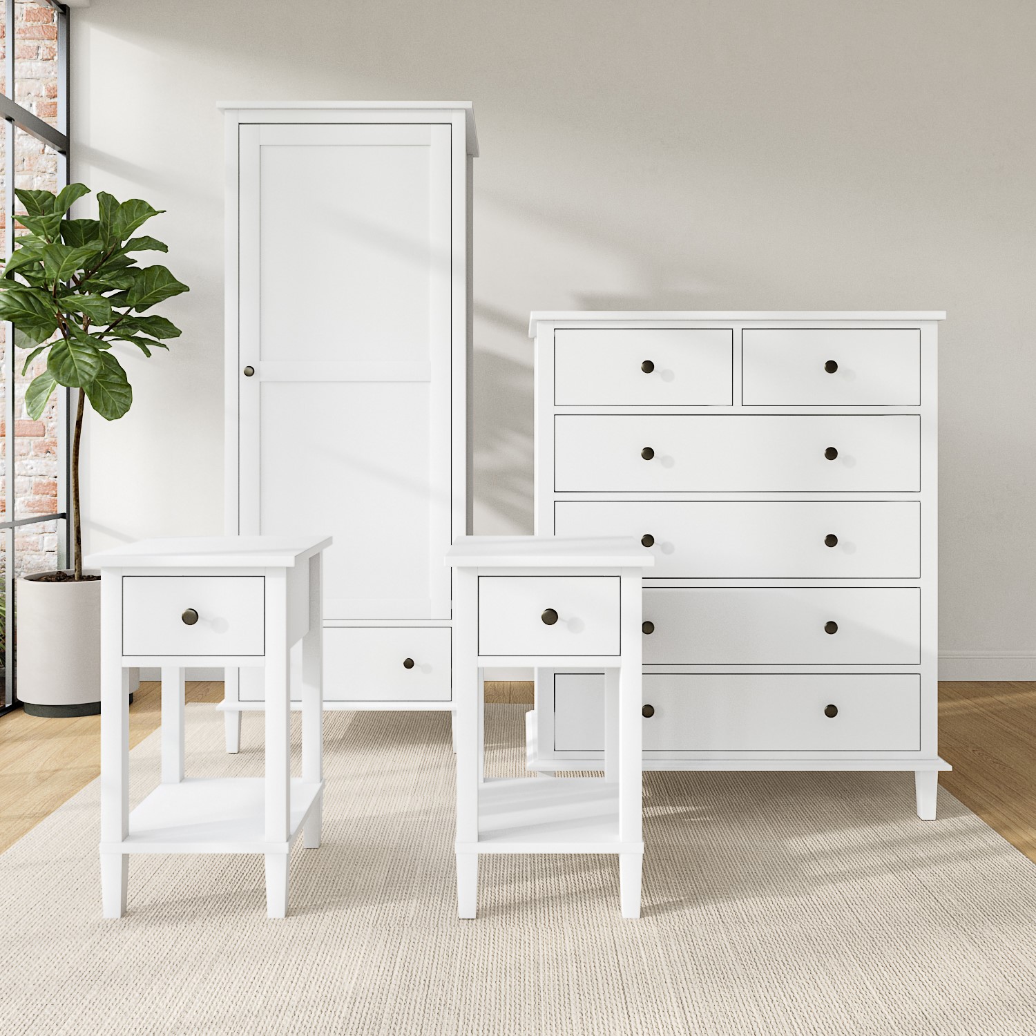 White 4 Piece Bedroom Furniture Set - 