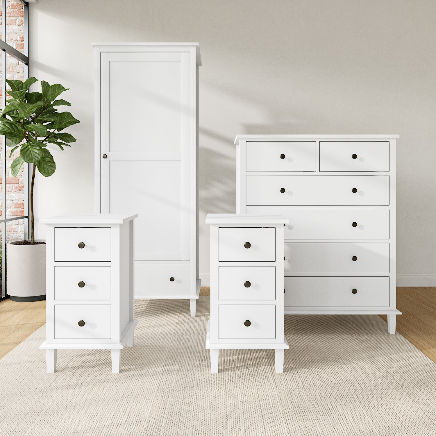 White 4 Piece Bedroom Furniture Set - 