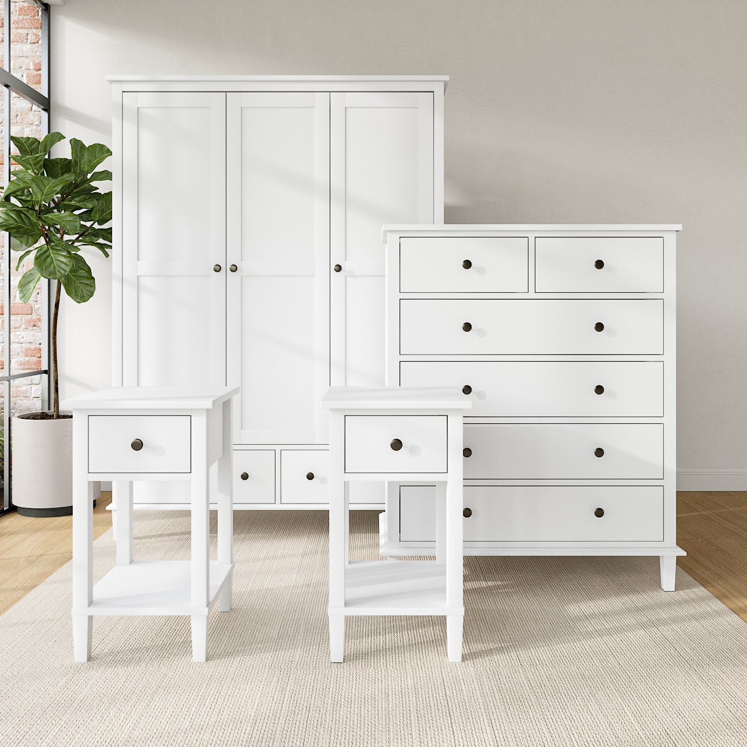 White 4 Piece Bedroom Furniture Set - 