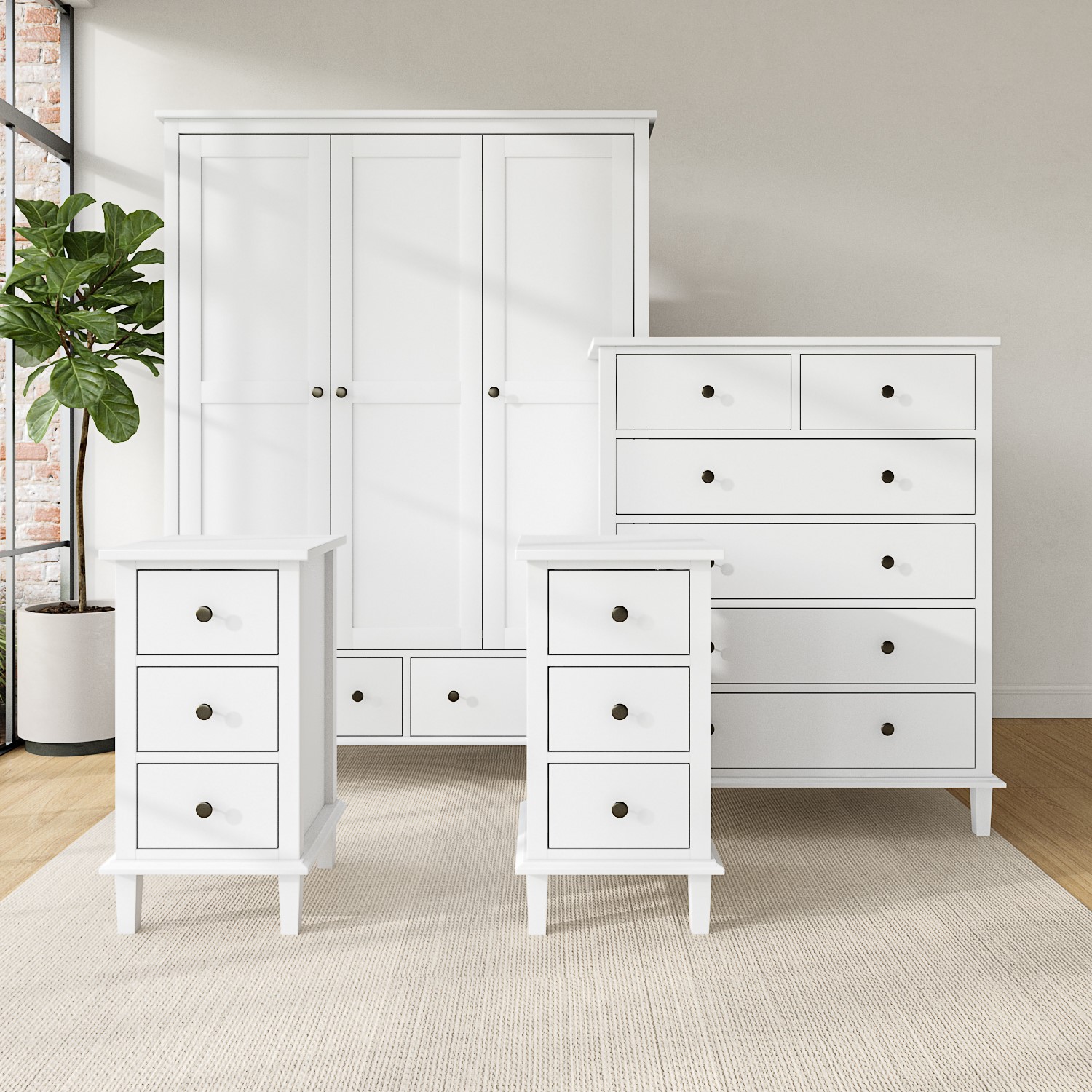 White 4 Piece Bedroom Furniture Set - 