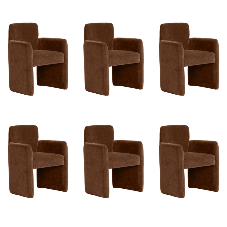 Set of 6 Rust Upholstered Dining Chairs - Mae