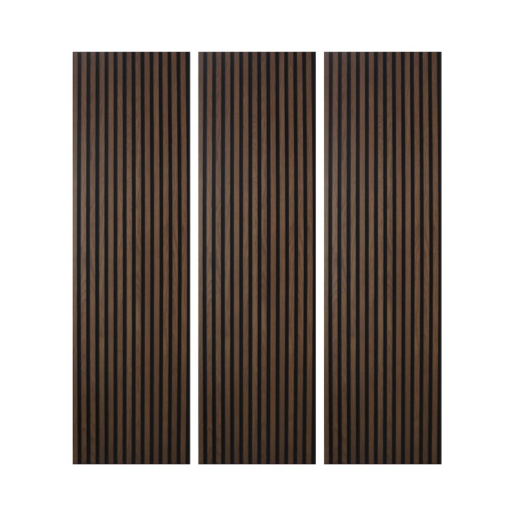 Pack of 3 Walnut Acoustic Wall Panels - 240cm x 60cm - Delamere