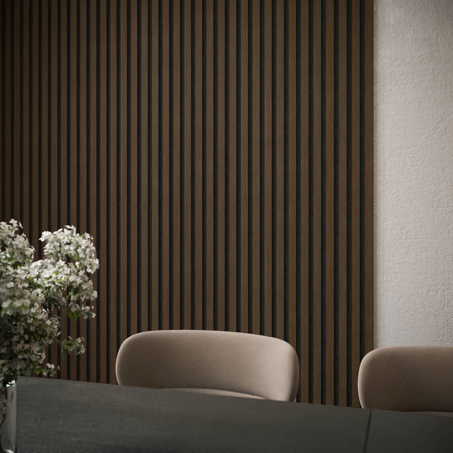 Pack 2 Walnut Acoustic Wall Panels 240cm x 60cm