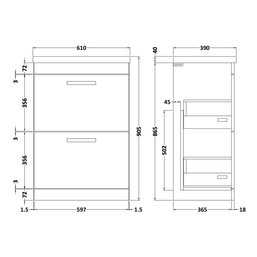 Hudson Reed White 2 Drawer Bathroom Vanity Unit & Basin