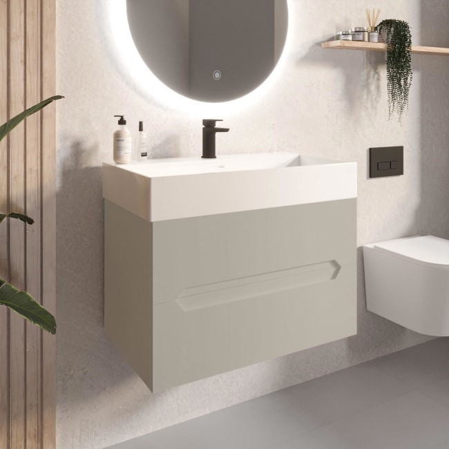 800mm Taupe Wall Hung Vanity Unit with Basin - Morella