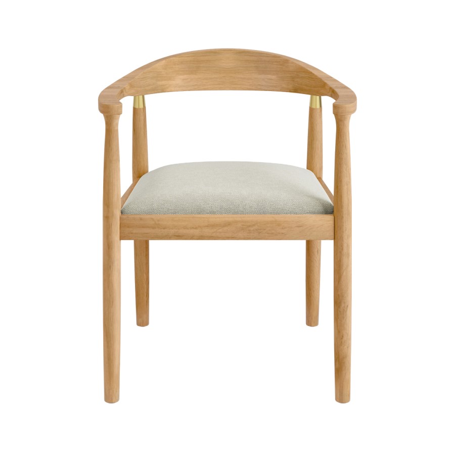 ONLY OPENED - Brass Detail Oak Carver Dining Chair - Anders