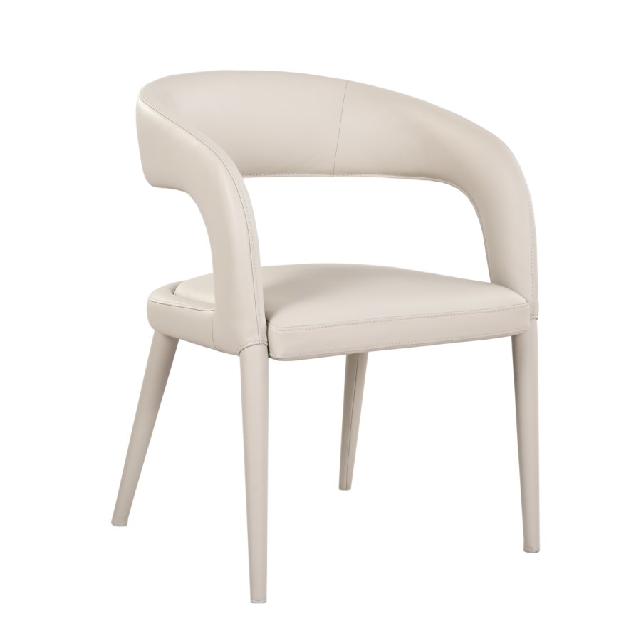 Beige Real Leather Dining Chair - Josie
