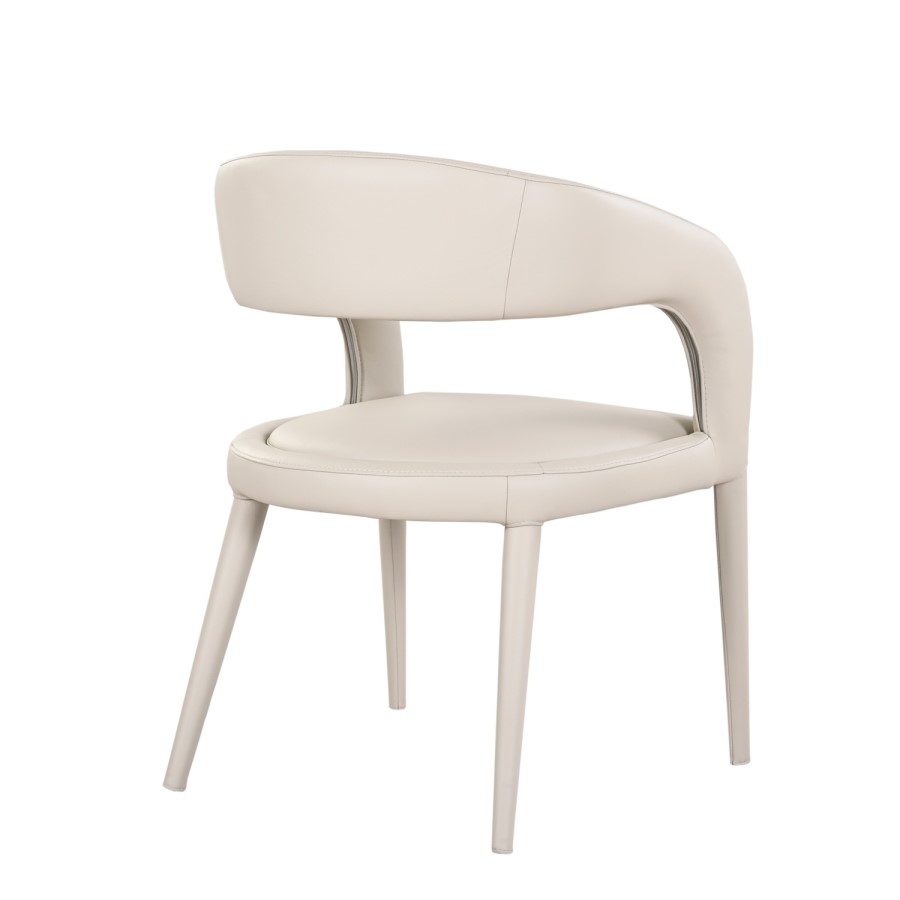 Beige Real Leather Dining Chair - Josie