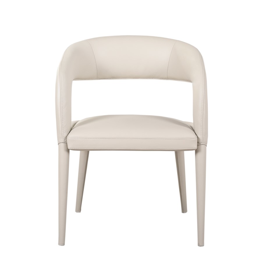 Beige Real Leather Dining Chair - Josie