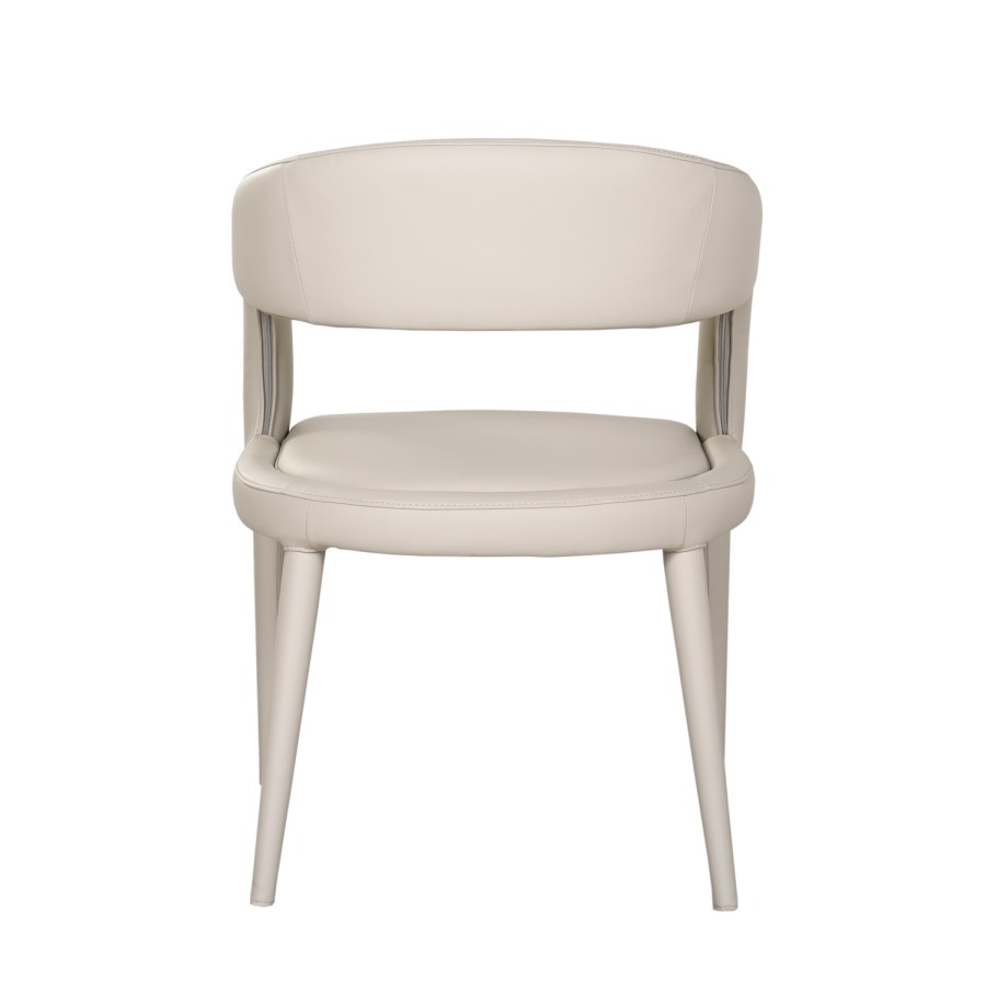Beige Real Leather Dining Chair - Josie