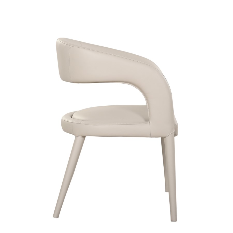 Beige Real Leather Dining Chair - Josie