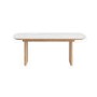 Ceramic and Oak Extendable Dining Table Set with 6 Beige Real Leather Chairs - Seats 6 - Marian