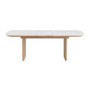 Ceramic and Oak Extendable Dining Table Set with 6 Beige Real Leather Chairs - Seats 6 - Marian