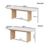 Ceramic and Oak Extendable Dining Table Set with 6 Beige Real Leather Chairs - Seats 6 - Marian