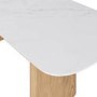 Ceramic and Oak Extendable Dining Table Set with 6 Beige Real Leather Chairs - Seats 6 - Marian