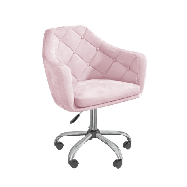 Pink Velvet Chesterfield Swivel Office Chair - Marley