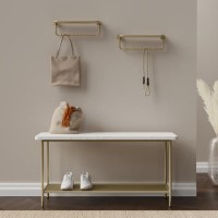 Marble Shoe Storage Bench with 2 Gold Wall Shelves -  Martina