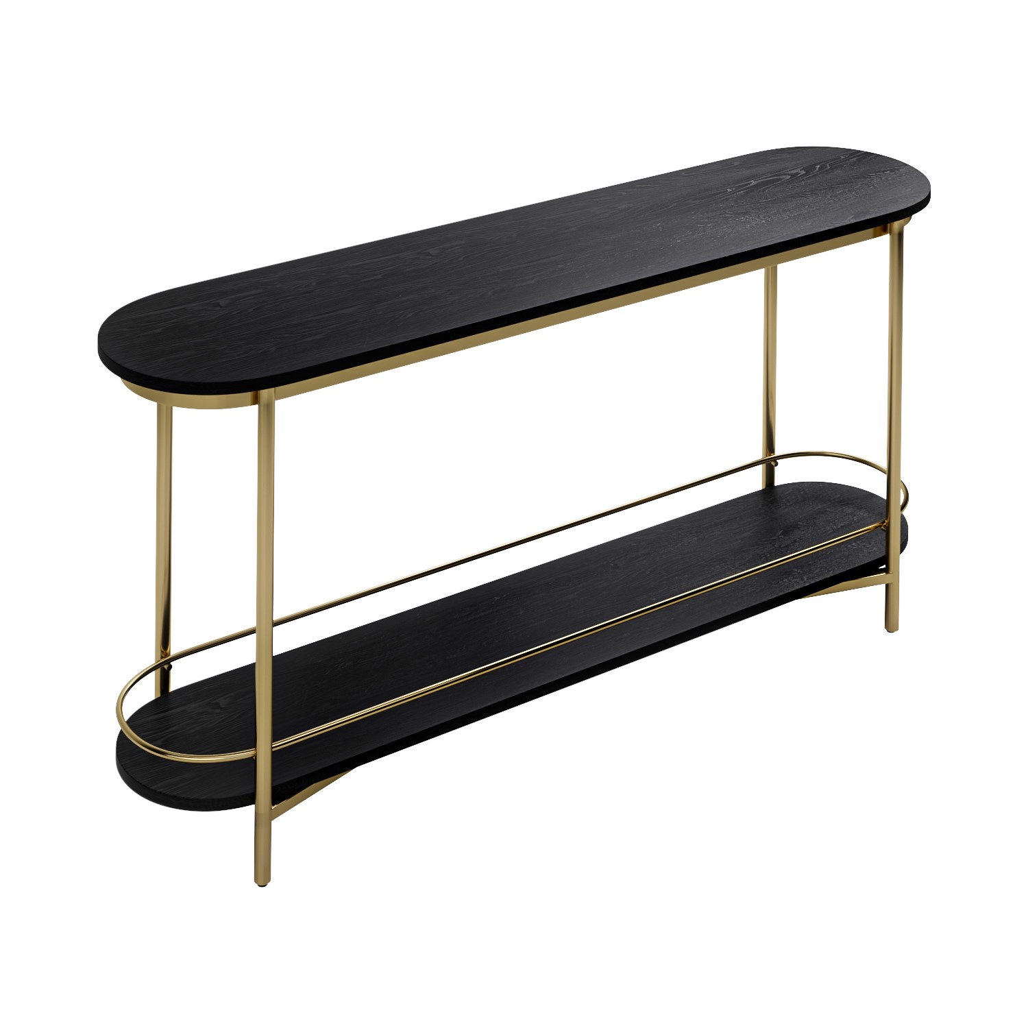 Home Collection Black Marble Console Table With Metal Frame & Shelf – Rectangular, Modern