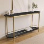 Large Black Wood and Gold Console Table with Storage Shelf - Myla