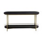 Large Black Wood and Gold Console Table with Storage Shelf - Myla