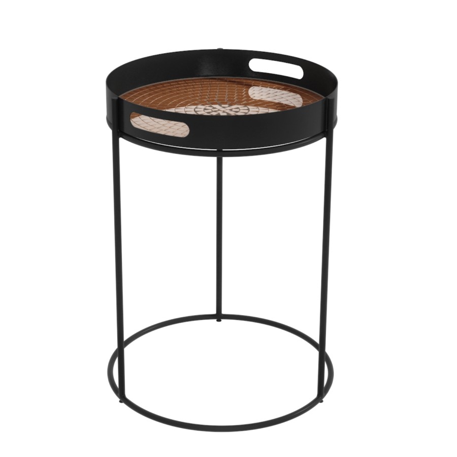 Nea Bronze Mosaic Tray Top Bedside Table