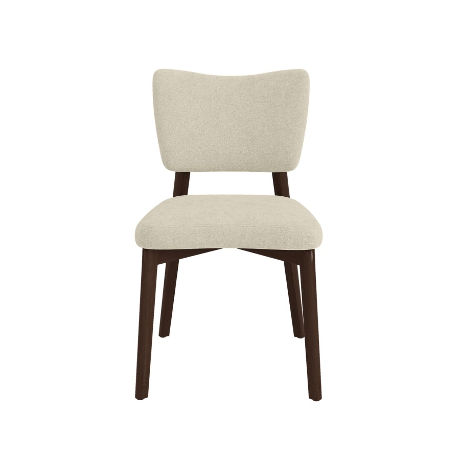 Dark Wood Folding Dining Table Set with 2 Beige Fabric Curved Back Dining Chairs - Nell