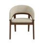 Set of 4 Walnut & Beige Upholstered Curved Dining Chairs - Owen