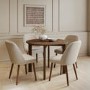 Small Walnut Drop Leaf Extendable Dining Table Set with 4 Upholstered Taupe Chairs - Seats 4 - Nell
