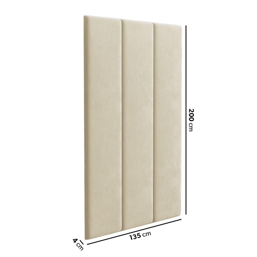 ONLY OPENED - Upholstered Wall-Mounted Headboard Panels in Beige Velvet - Double - Neve