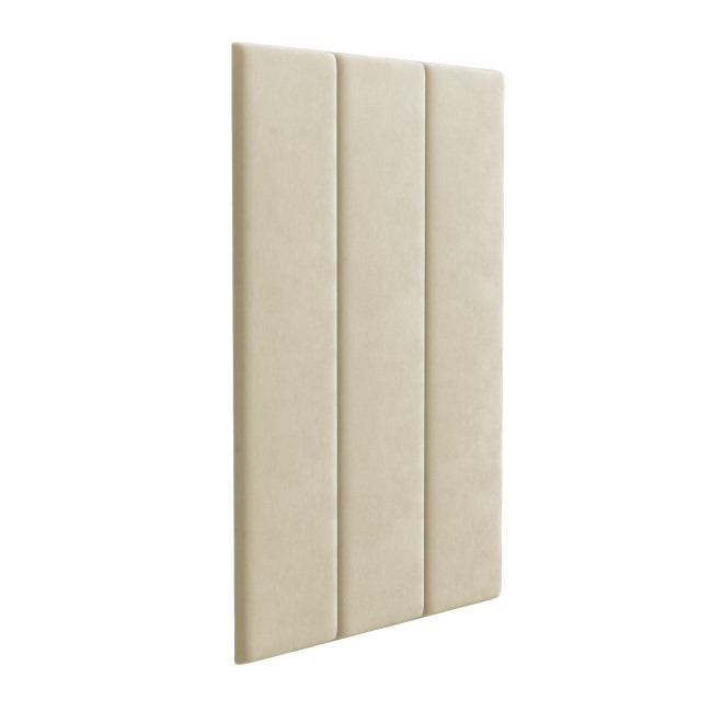 Upholstered Wall-Mounted Headboard Panels in Beige Velvet - Double - Neve