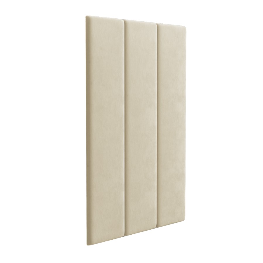 ONLY OPENED - Upholstered Wall-Mounted Headboard Panels in Beige Velvet - Double - Neve