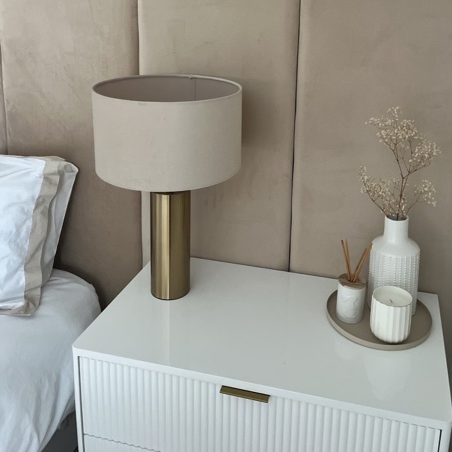 ONLY OPENED - Upholstered Wall-Mounted Headboard Panels in Beige Velvet - Double - Neve