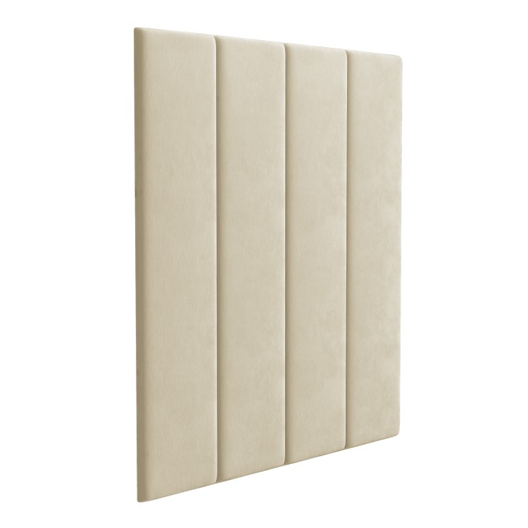 Upholstered Wall-Mounted Headboard Panels in Beige Velvet - King and Super King Size - Neve